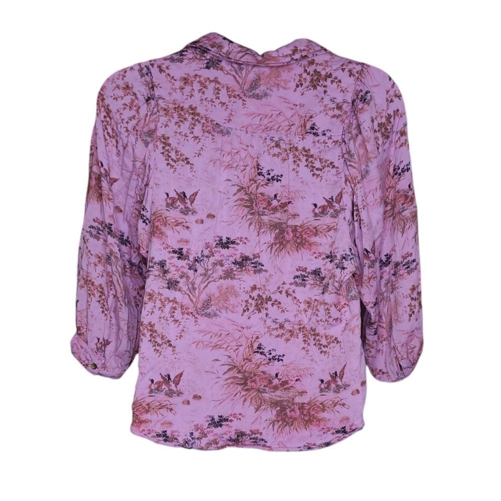 ANTHROPOLOGIE Pilcro pink femme utility gorp duck blouse button up‎ shirt L - Picture 4 of 11